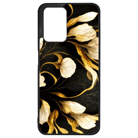 Fekete-arany kála szatén hatású Art Xiaomi Redmi 10 / Redmi 10 (2022) tok