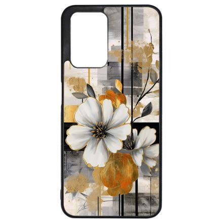 Különleges arany és fehér virágos absztrakt Art Xiaomi Redmi 10 / Redmi 10 (2022) tok