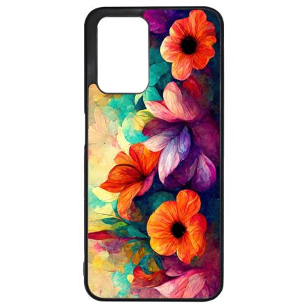 Festett hatású színes virágos Art Xiaomi Redmi 10 / Redmi 10 (2022) tok