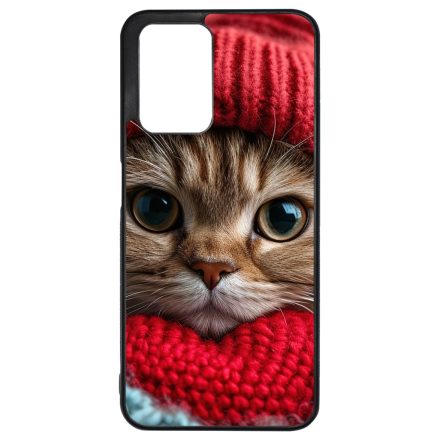 Cuki vörös cica piros sapkában Xiaomi Redmi 10 / Redmi 10 (2022) tok