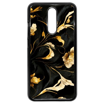 Szatén fekete-arany virág mintás Art Xiaomi Redmi 8 tok