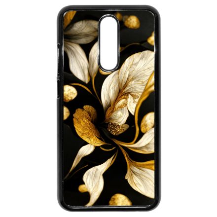 Szépséges fekete-arany virág szatén Art Xiaomi Redmi 8 tok