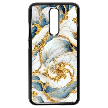 Örvénylő fehér-kék és arany márvány mintás Xiaomi Redmi 8 tok
