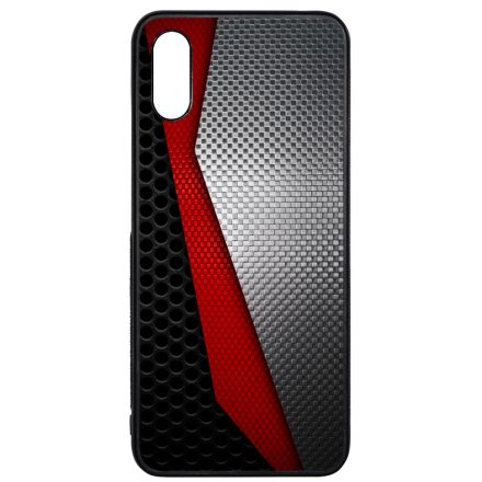 Metál SILVER piros karbon mintás Xiaomi Redmi 9A / Redmi 9AT tok