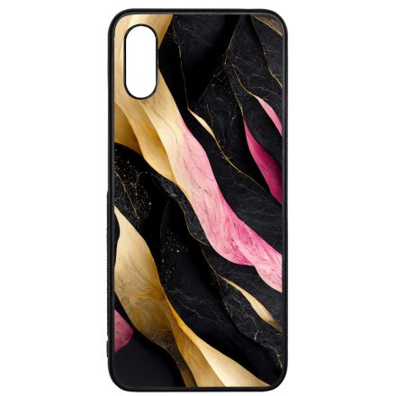 Szépséges fekete-pink és arany márvány mintás Xiaomi Redmi 9A / Redmi 9AT tok