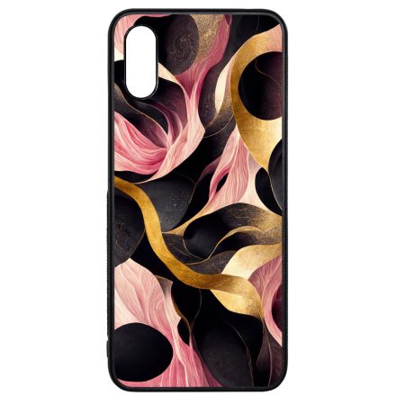 Aranyló fekete-pink márvány mintás Xiaomi Redmi 9A / Redmi 9AT tok