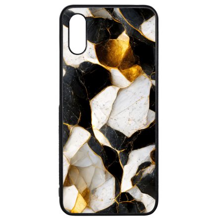 Luxury fekete-fehér és arany márvány mintás Xiaomi Redmi 9A / Redmi 9AT tok