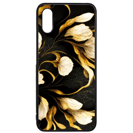 Fekete-arany kála szatén hatású Art Xiaomi Redmi 9A / Redmi 9AT tok