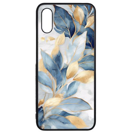 Gyönyörű kék és arany leveles Art Xiaomi Redmi 9A / Redmi 9AT tok