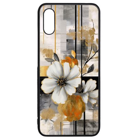 Különleges arany és fehér virágos absztrakt Art Xiaomi Redmi 9A / Redmi 9AT tok
