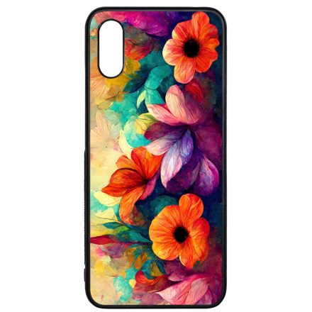 Festett hatású színes virágos Art Xiaomi Redmi 9A / Redmi 9AT tok