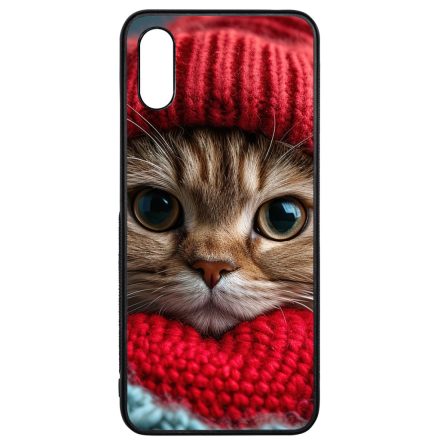 Cuki vörös cica piros sapkában Xiaomi Redmi 9A / Redmi 9AT tok