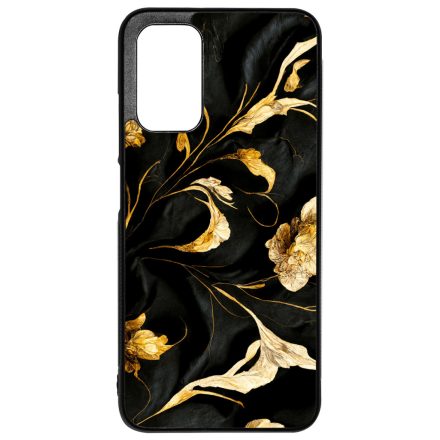 Szatén fekete-arany virág mintás Art Xiaomi Redmi 9T tok