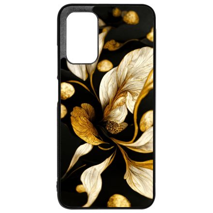 Szépséges fekete-arany virág szatén Art Xiaomi Redmi 9T tok