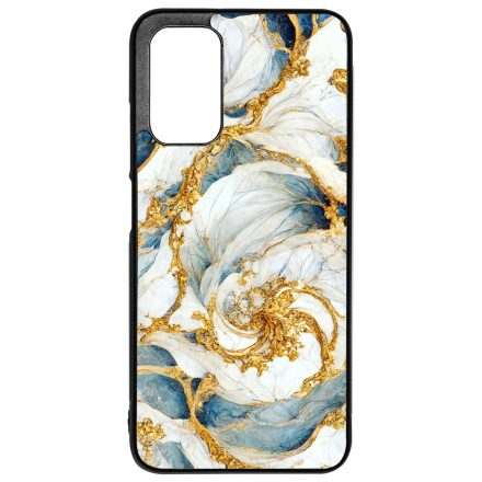 Örvénylő fehér-kék és arany márvány mintás Xiaomi Redmi 9T tok