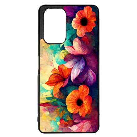 Festett hatású színes virágos Art Xiaomi Redmi Note 10 Pro tok