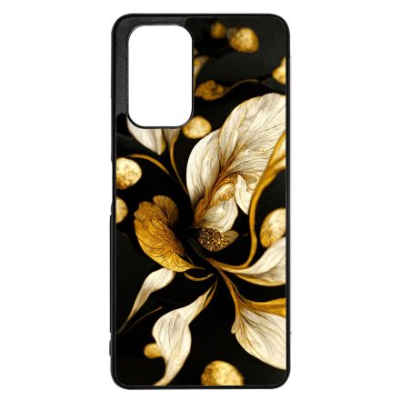 Szépséges fekete-arany virág szatén Art Xiaomi Redmi Note 11 tok