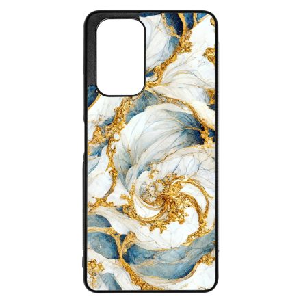 Örvénylő fehér-kék és arany márvány mintás Xiaomi Redmi Note 11 tok