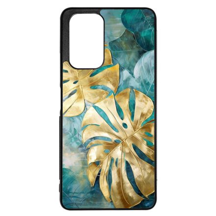 Gyönyörű kék aranyló levelek Art Xiaomi Redmi Note 11 tok