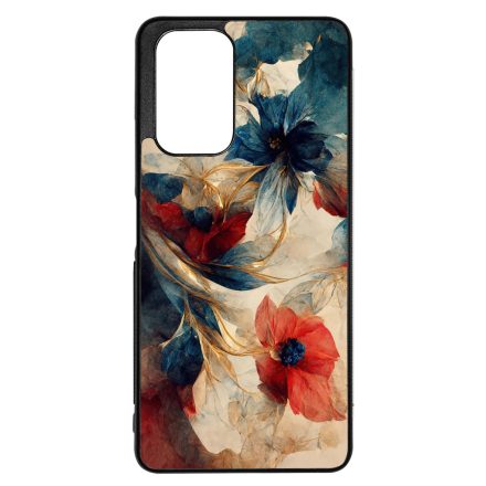 Gyönyörű piros-kék virágos Art Xiaomi Redmi Note 12s tok